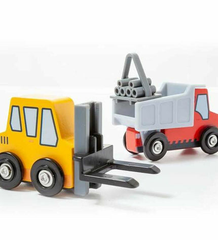 Set of Moltó minivrachtwagens toy vehicles for children, featuring colorful miniature trucks and construction vehicles.