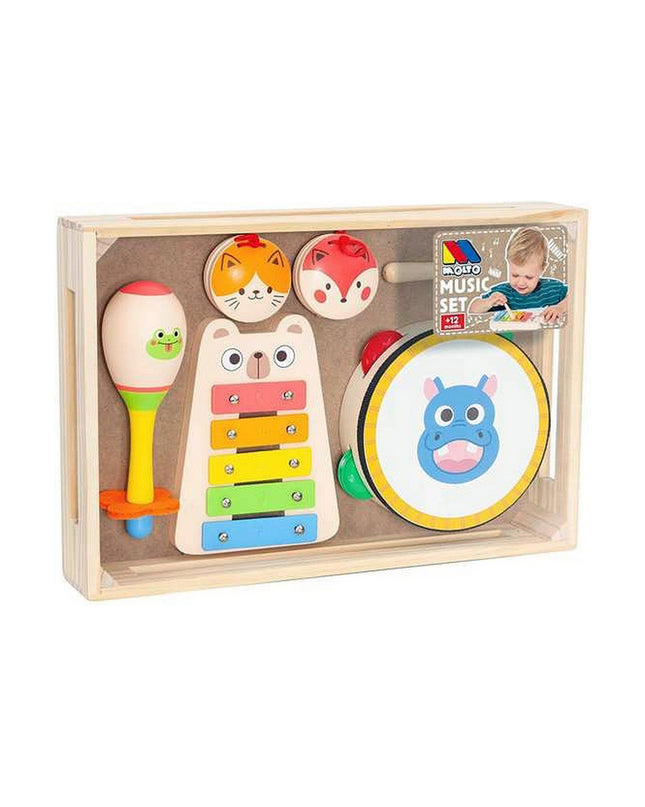Moltó Muziekspeelgoed Baby musical set with colorful instruments for young children, designed for early musical exploration.