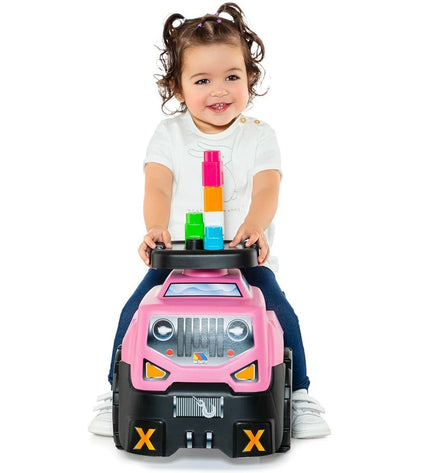 Pink Moltó 3x1 wheels and blocks toy set with 10 parts, designed for outdoor play and children's sports activities.