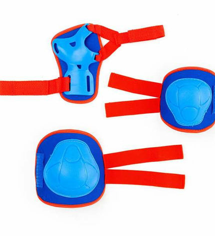 Blue Moltó elbow and knee protectors set for cycling, includes six durable padded pieces for sport and outdoor activity.