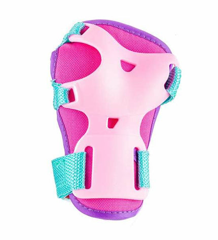 Pink Moltó knee and elbow protectors set for cycling, includes six adjustable pads for sport and outdoor riding.