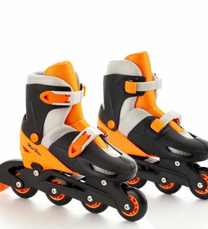 Moltó orange adjustable inline skates for kids, size 35-38, with black wheels and secure straps for outdoor play and sports.