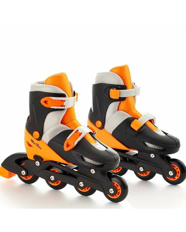 Moltó orange adjustable inline skates for kids, size 35-38, with black wheels and secure straps for outdoor play and sports.