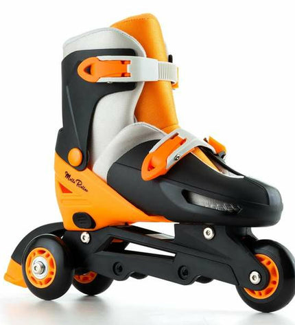 Moltó orange adjustable inline skates for kids, size 35-38, with black and orange design, suitable for outdoor fun and sports.