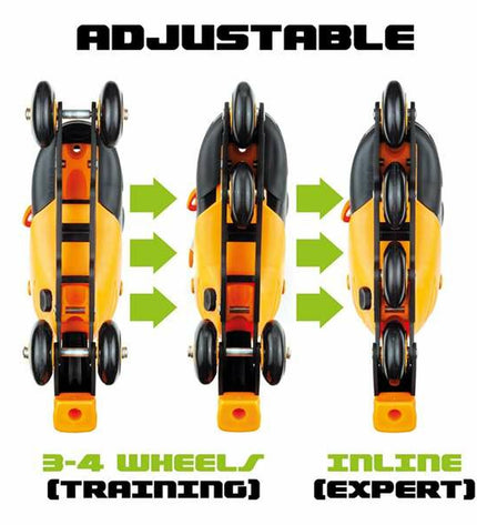 Moltó orange adjustable inline skates for kids, size 35-38, with safety straps and breathable design for outdoor play.