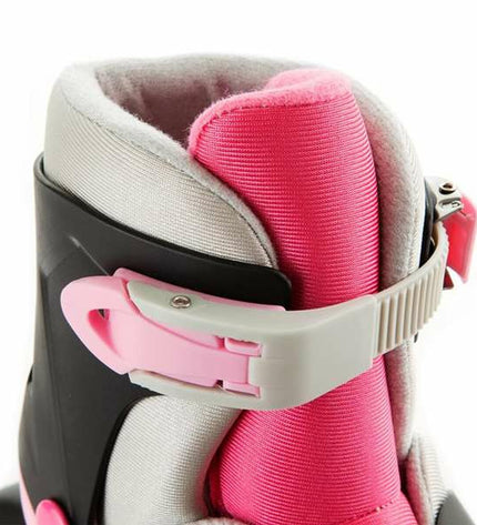 Pink Moltó adjustable inline skates for children, size 35-38, with four wheels and secure straps.