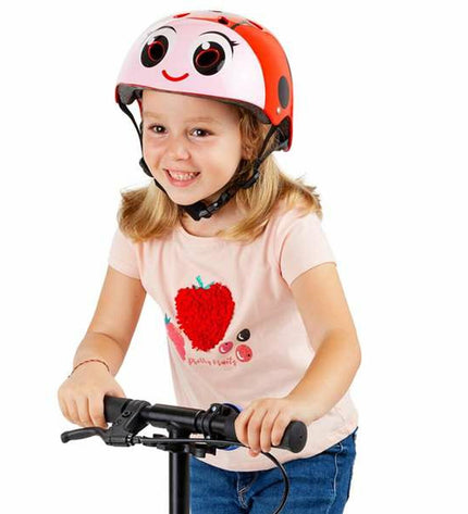 Moltó Kinder fietshelm in rood met lieveheersbeestje ontwerp, sport en outdoor wielrennen, 26x21x16.5 cm, voor kinderen