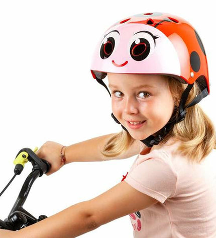 Moltó Kinder fietshelm in rood met lieveheersbeestje design, sport en outdoor wielrennen, 26 x 21 x 16.5 cm