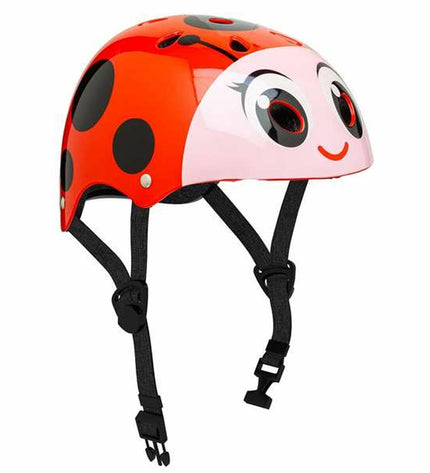 Red Moltó kids' bike helmet with ladybug design, sport and outdoor cycling helmet, 26x21x16.5 cm, suitable for children.