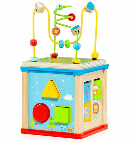 Colorful Moltó Kubus 5 activity center for babies with five engaging play components, designed to stimulate young children's development.