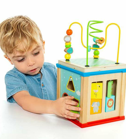 Molto Activiteitencentrum Kubus 5 Onderdelen baby speelgoed voor jonge kinderen, kleurrijk en veilig speelcentrum voor baby's