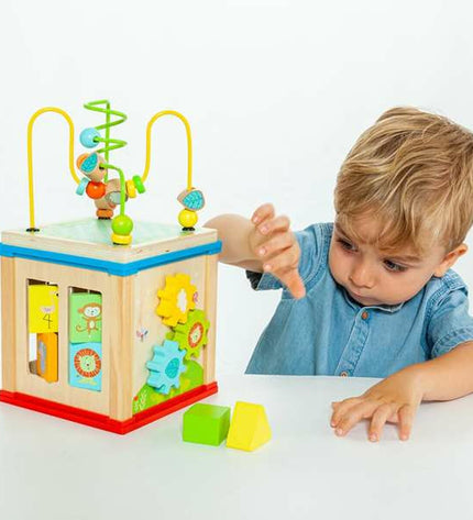 Molto Activiteitencentrum Kubus 5 onderdelen, kleurrijk baby speelgoed voor jonge kinderen met multiple interactieve functies