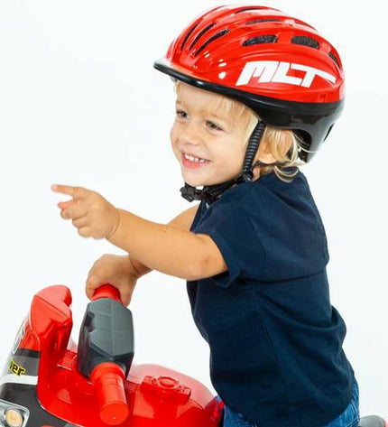 Red Moltó Kinder fietshelm for sport and outdoor cycling, with adjustable straps and ventilation for kids.