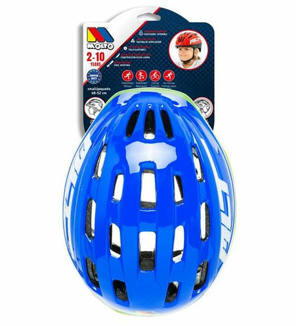 Blue Moltó Kinder fietshelm in maat 48-53 cm, designed for kids' cycling and outdoor sports, with adjustable straps and ventilation.