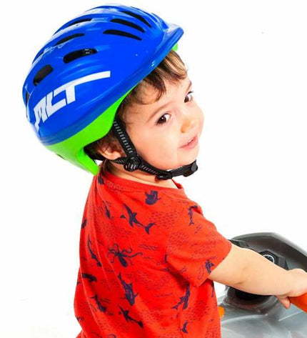 Blue Moltó Kinder bike helmet for children, 48-53 cm, designed for sports and outdoor cycling.
