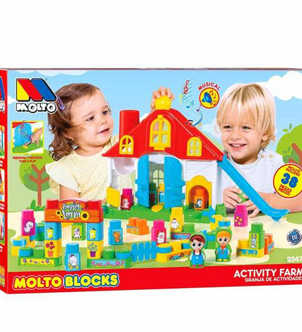 Moltó Playset Geluid Boerderij with 38 pieces, featuring farm-themed toys and figures for imaginative play.
