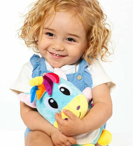 Soft musical plush toy Gusyluz by Moltó, 24 cm, featuring a cuddly fabric and musical element for comforting play.
