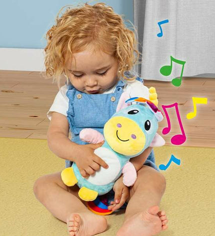 Soft plush musical toy Gusyluz by Moltó, 24 cm, featuring colorful fabric and gentle design perfect for children.