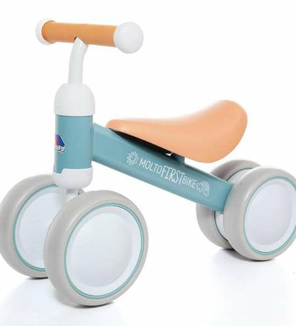 Blue Moltó tricycle toy for babies, measuring 38.5 x 25 x 5 cm, suitable for outdoor play and developmental fun.