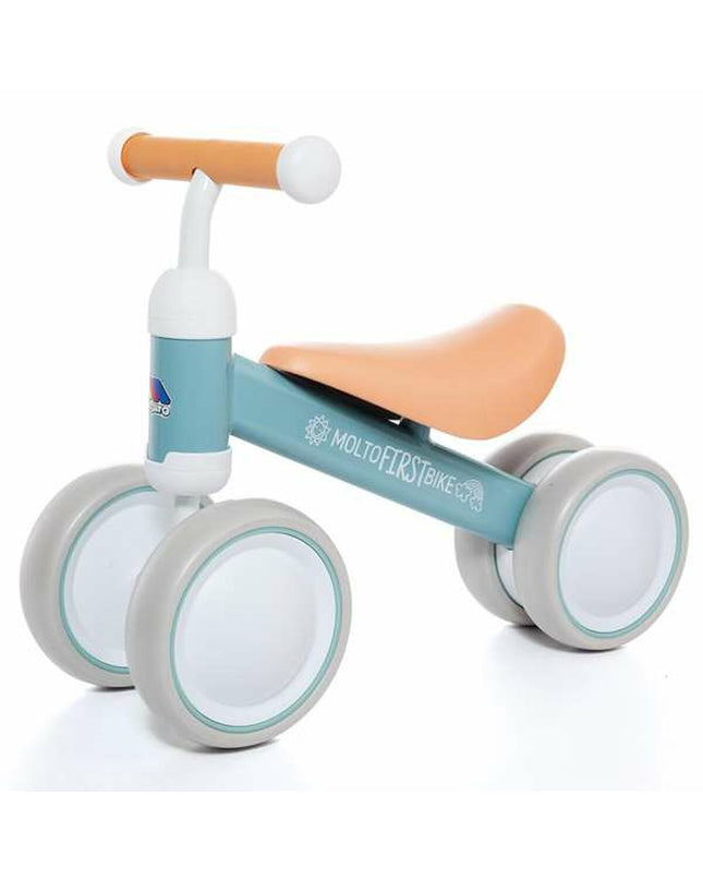 Blue Moltó tricycle toy for babies, measuring 38.5 x 25 x 5 cm, suitable for outdoor play and developmental fun.