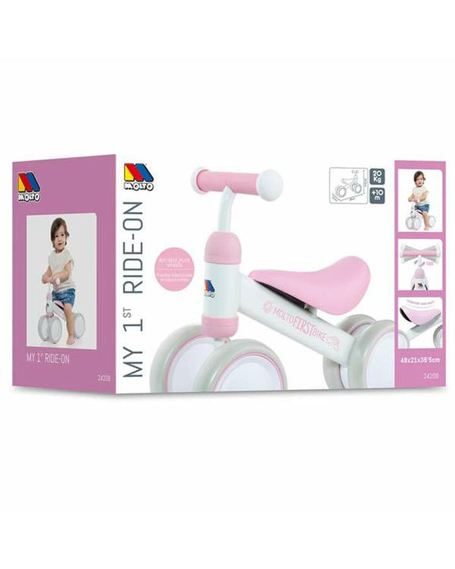 Pink Moltó baby tricycle toy, 38.5 x 25 x 5 cm, designed for children's outdoor play and toy collection.