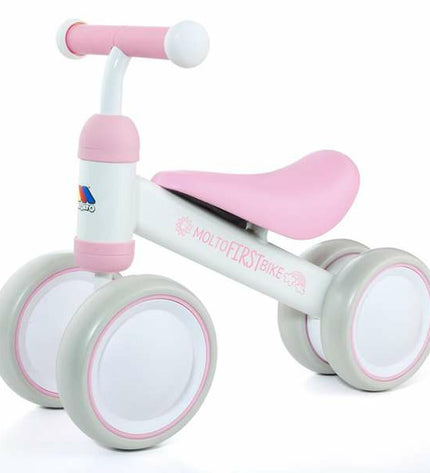 Pink Moltó tricycle toy for babies, measuring 38.5 x 25 x 5 cm, suitable for outdoor play and sports activities.