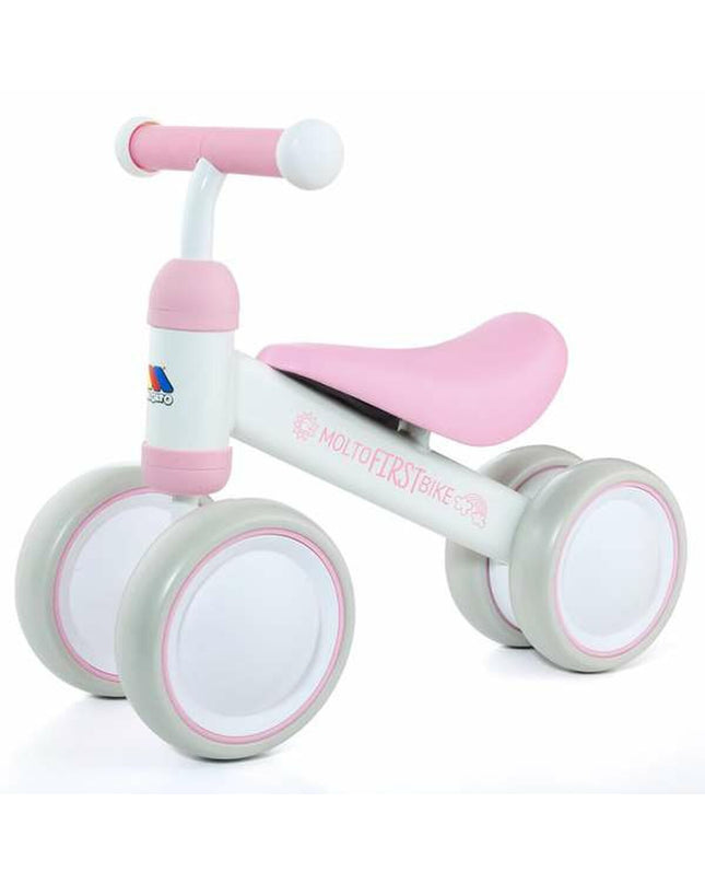 Pink Moltó tricycle toy for babies, measuring 38.5 x 25 x 5 cm, suitable for outdoor play and sports activities.