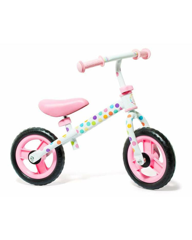 Pink balance bike by Moltó for kids, featuring a toddler-friendly design without pedals, ideal for outdoor play and development.