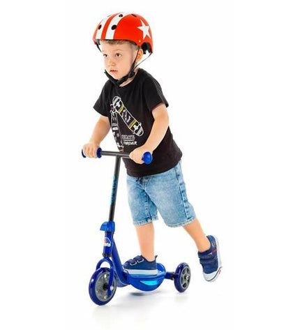 Moltó blue metal and plastic step platform for urban mobility, measuring 48.36 x 90 cm, suitable for outdoor sports and city use.