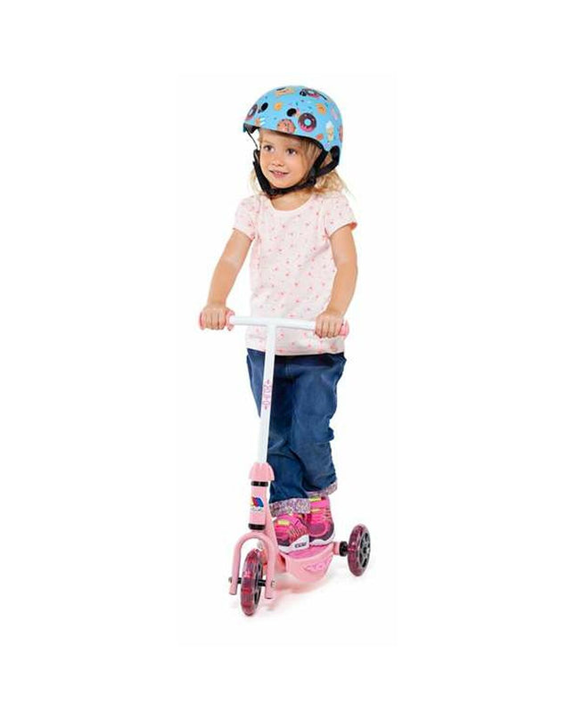 Pink Moltó Step outdoor mobility scooter with metal and plastic construction, 48x36x90 cm, designed for urban transport.