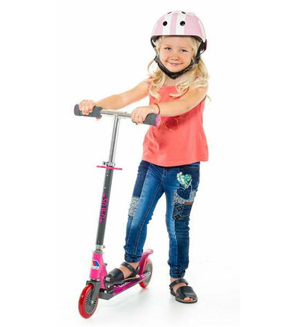Pink Moltó Step scooter with metal and plastic parts, 72-77 cm for urban mobility and outdoor sports.