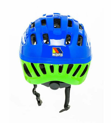 Blue Moltó sports protection set for children aged 2-10, includes knee and elbow pads for outdoor cycling activities.