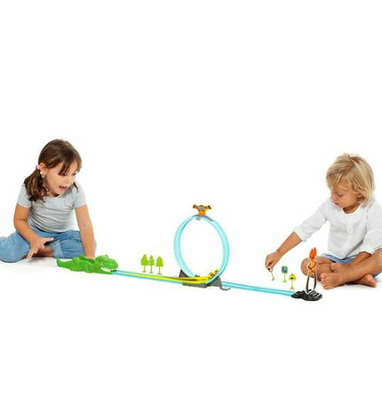 Moltó dinosaur race track toy with 17 pieces, colorful plastic vehicle track set for children, part of speelgoed en games Voertuigen.