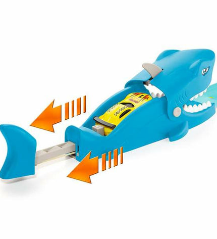 Moltó Racebaan Haai playset with 17 vehicle track pieces, featuring a blue shark-shaped race track for children’s toy racing game