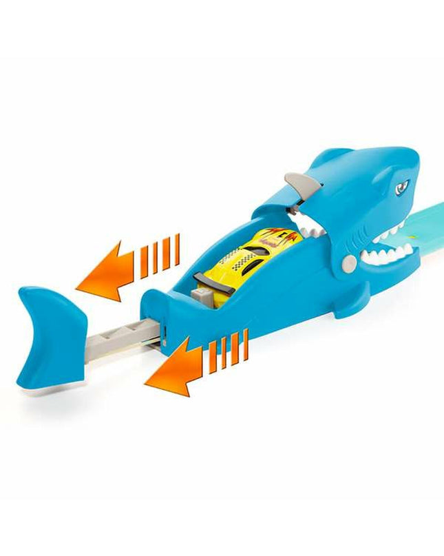 Moltó Racebaan Haai playset with 17 vehicle track pieces, featuring a blue shark-shaped race track for children’s toy racing game