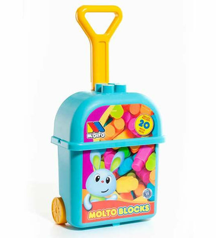 Moltó bouwspel met 20 blokken en trolley, speelgoed en games voor creatief bouwen en spelplezier voor kinderen.