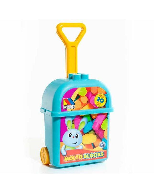 Moltó bouwspel met 20 blokken en trolley, speelgoed en games voor creatief bouwen en spelplezier voor kinderen.
