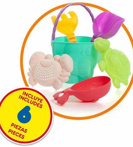 Molto Strandkar set with accessories, 6 pieces, toy for outdoor play, featuring colorful elements and various tools for outdoor fun.