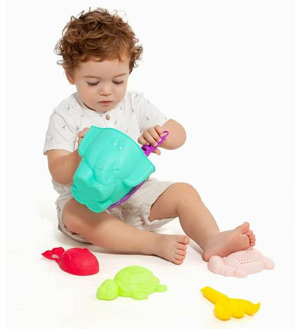 Moltó Strandkar Set with 6 accessories for outdoor play, featuring colorful sand toys and tools for children.