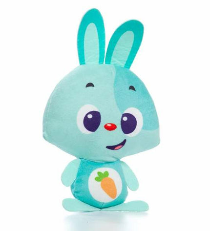 Turquoise Moltó Gusy Luz baby bunny plush toy with sound, 7.5 cm soft stuffed animal for babies and children.