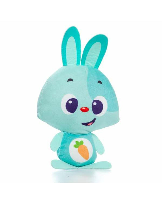 Turquoise Moltó Gusy Luz baby bunny plush toy with sound, 7.5 cm soft stuffed animal for babies and children.