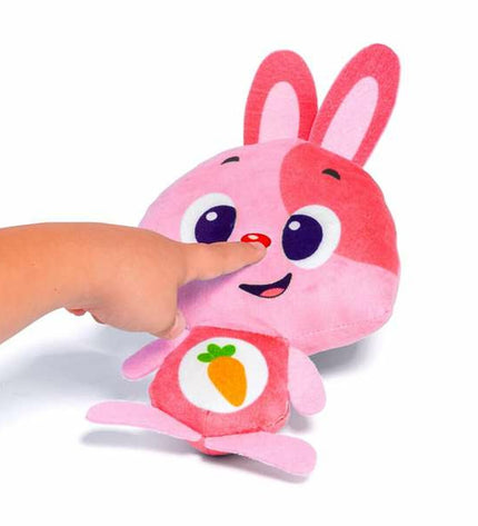 Pink Moltó Gusy luz baby bunny plush toy with sound, 7.5 cm soft stuffed animal for children, with detailed bunny features.