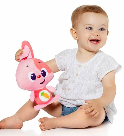 Pink Moltó Gusy luz baby bunny plush toy with sound, 7.5 cm soft stuffed animal for babies and children.