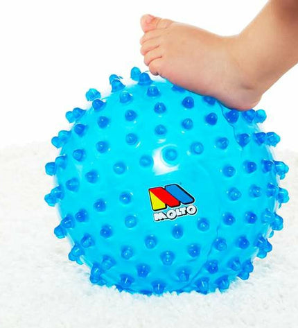 Blue Moltó sensory ball for babies, 20 cm, soft and textured toy designed for young children’s play and tactile exploration.