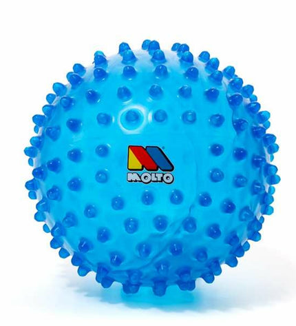 Blue Moltó sensory ball, 20 cm soft toy for babies and young children, designed for tactile play and developmental fun.