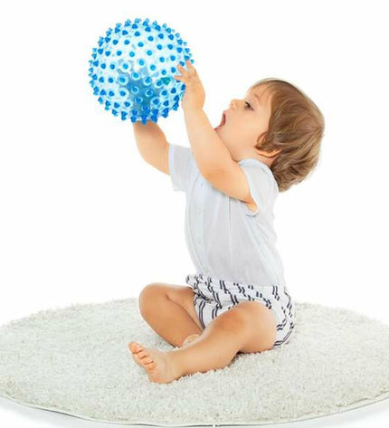 Blue Moltó sensory ball for babies, 20 cm, soft and textured toy designed for young children’s sensory play.