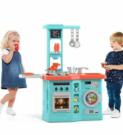 Moltó toy kitchen set with dimensions 82x56x28 cm, featuring realistic cooking accessories and bright, colorful design.