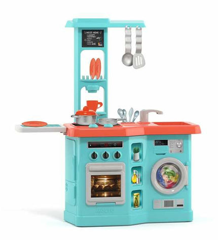 Moltó toy kitchen set with realistic countertop, stove, and sink, measuring 82x56x28 cm, for imaginative play.
