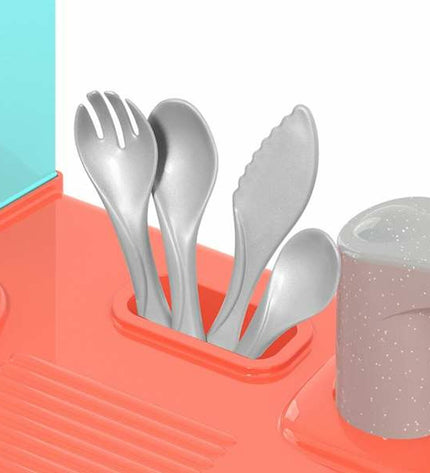 Moltó toy kitchen set with realistic stove, sink, and countertop in compact size, ideal for imaginative play.