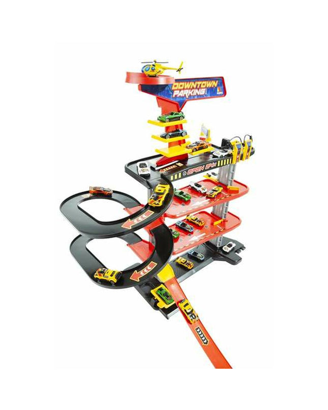Moltó toy parking garage with colorful vehicles and ramps, detailed playset for kids' vehicle toys and imaginative play.